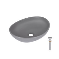 Раковина накладна Qtap Dove 415x340x140 мм, Stone grey, овальна, з донним клапаном QTDOV188SG49783