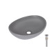 Раковина накладна Qtap Dove 415x340x140 мм, Stone grey, овальна, з донним клапаном QTDOV188SG49783