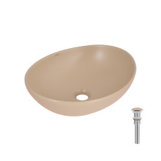 Раковина накладна Qtap Dove 415x340x140 мм, Beige, овальна, з донним клапаном QTDOV188SB49784