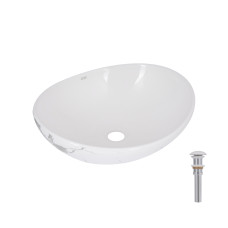 Раковина накладна Qtap Dove 415x340x140 мм, Marble, овальна, з донним клапаном QTDOV188SB49785
