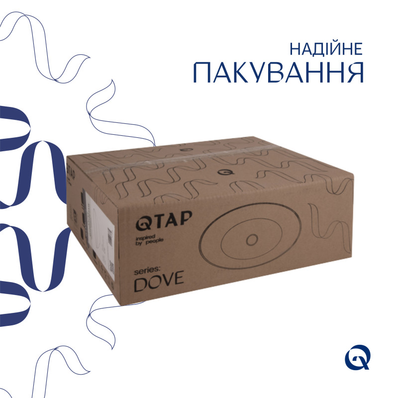 Раковина накладна Qtap Dove 415x340x140 мм, Marble, овальна, з донним клапаном QTDOV188SB49785