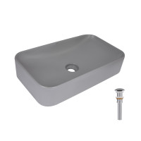 Раковина накладна Qtap Tern 610x350x135 мм, Stone grey, прямокутна, з донним клапаном QTTER188SG49789