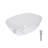 Раковина накладна Qtap Cardinal 500х380х140 мм, Marble, прямокутна, з донним клапаном QTCAR188MR49826