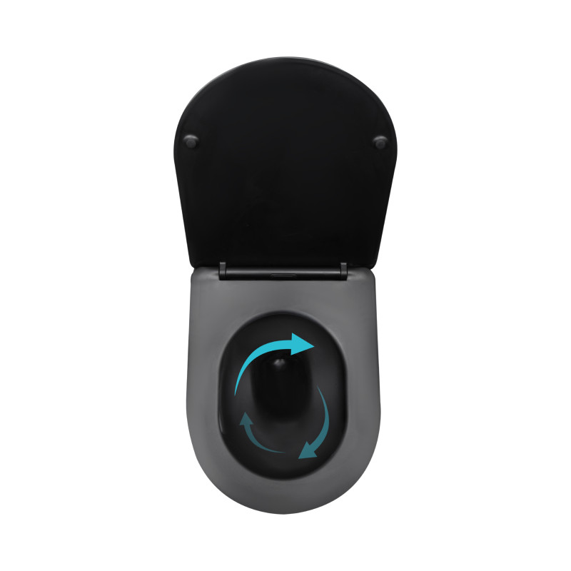 Унітаз підвісний Qtap Taurus Ultra Quiet 515×360×350 мм, Matt Black, з сидінням Slim Duroplast / Soft-close / Quick Release QTTAU28BLM50504