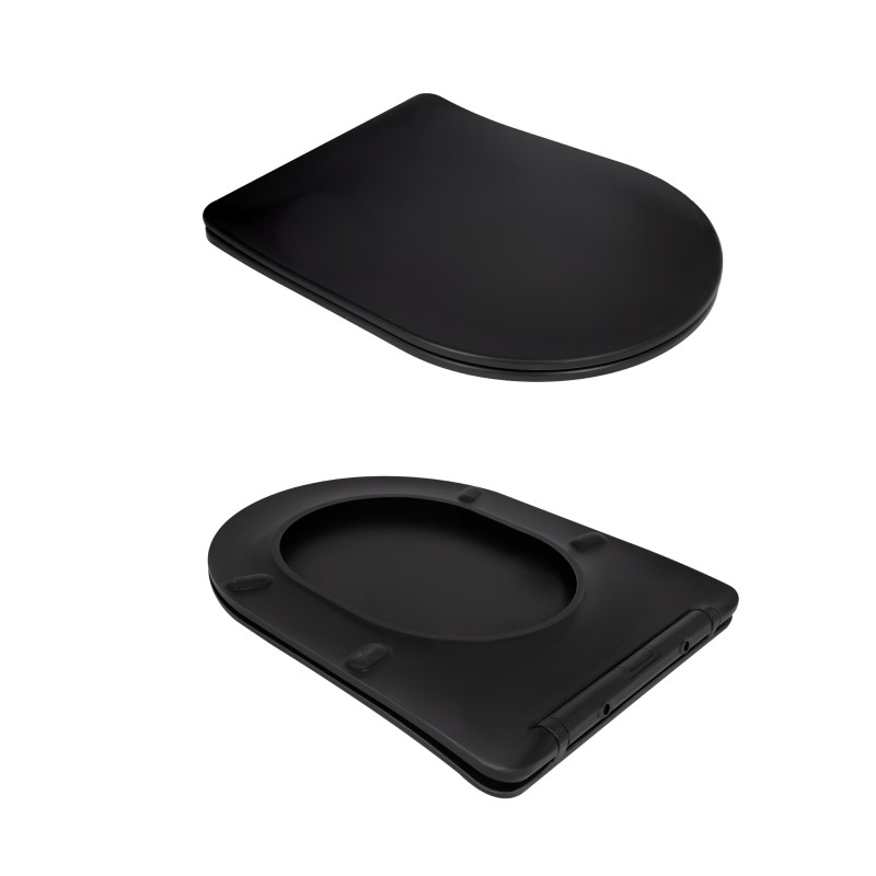 Унітаз підвісний Qtap Taurus Ultra Quiet 515×360×350 мм, Matt Black, з сидінням Slim Duroplast / Soft-close / Quick Release QTTAU28BLM50504