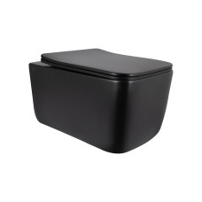 Унітаз підвісний Qtap Gemini Ultra Quiet 485×340×350 мм, Matt Black, з сидінням Slim Duroplast / Soft-close / Quick Release QTGEM28BLM50505