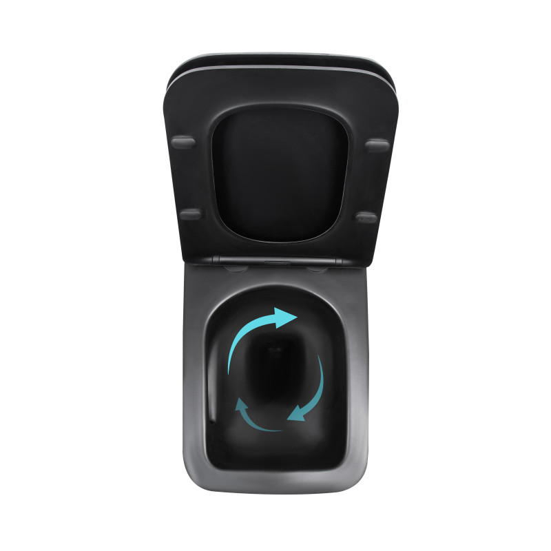 Унітаз підвісний Qtap Gemini Ultra Quiet 485×340×350 мм, Matt Black, з сидінням Slim Duroplast / Soft-close / Quick Release QTGEM28BLM50505
