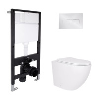 Готове рішення Qtap для ванної кімнати: підвісний унітаз Robin Ultra Quiet 520x365x365 + комплект інсталяції Standard (лінійна клавіша Chrome)