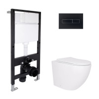 Готове рішення Qtap для ванної кімнати: підвісний унітаз Robin Ultra Quiet 520x365x365 + комплект інсталяції Standard (лінійна клавіша Black)