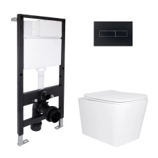 Готове рішення Qtap для ванної кімнати: підвісний унітаз Tern Ultra Quiet 525x345x360 + комплект інсталяції Standard (лінійна клавіша Black)
