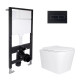 Готове рішення Qtap для ванної кімнати: підвісний унітаз Tern Ultra Quiet 525x345x360 + комплект інсталяції Standard (лінійна клавіша Black)