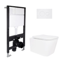 Готове рішення Qtap для ванної кімнати: підвісний унітаз Crow Rimless 485x340x330 + комплект інсталяції Standard (кругла клавіша White)