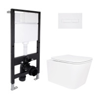 Готове рішення Qtap для ванної кімнати: підвісний унітаз Crow Rimless 485x340x330 + комплект інсталяції Standard (лінійна клавіша White)