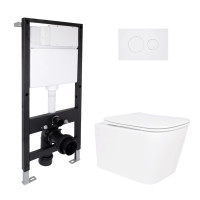 Готове рішення Qtap для ванної кімнати: підвісний унітаз Crow Ultra Quiet 485x340x290 + комплект інсталяції Standard (кругла клавіша White)