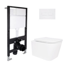 Готове рішення Qtap для ванної кімнати: підвісний унітаз Crow Ultra Quiet 485x340x290 + комплект інсталяції Standard (лінійна клавіша White)