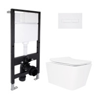 Готове рішення Qtap для ванної кімнати: підвісний унітаз Crow Rimless 520x360x290 + комплект інсталяції Standard (лінійна клавіша White)