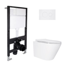 Готове рішення Qtap для ванної кімнати: підвісний унітаз Swan Ultra Quiet 485x360x320 + комплект інсталяції Standard (кругла клавіша White)