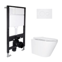 Готове рішення Qtap для ванної кімнати: підвісний унітаз Swan Ultra Quiet 520x360x320 + комплект інсталяції Standard (кругла клавіша White)