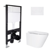 Готове рішення Qtap для ванної кімнати: підвісний унітаз Swan Ultra Quiet 520x360x320 + комплект інсталяції Standard (лінійна клавіша White)