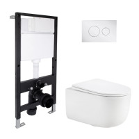 Готове рішення Qtap для ванної кімнати: підвісний унітаз Taurus Ultra Quiet 515x360x350 + комплект інсталяції Standard (кругла клавіша Chrome)