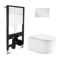 Готове рішення Qtap для ванної кімнати: підвісний унітаз Taurus Ultra Quiet 515x360x350 + комплект інсталяції Standard (лінійна клавіша Chrome)