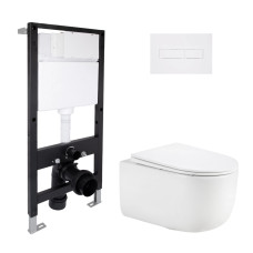 Готове рішення Qtap для ванної кімнати: підвісний унітаз Taurus Ultra Quiet 515x360x350 + комплект інсталяції Standard (лінійна клавіша White)