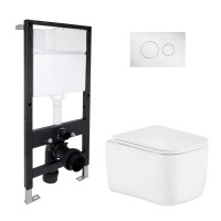 Готове рішення Qtap для ванної кімнати: підвісний унітаз Gemini Ultra Quiet 485x340x350 + комплект інсталяції Standard (кругла клавіша Chrome)