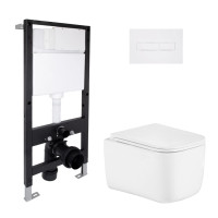 Готове рішення Qtap для ванної кімнати: підвісний унітаз Gemini Ultra Quiet 485x340x350 + комплект інсталяції Standard (лінійна клавіша White)