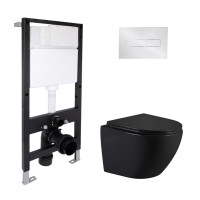 Готове рішення Qtap для ванної кімнати: підвісний унітаз Jay Ultra Quiet 485x360x320 + комплект інсталяції Standard (лінійна клавіша Chrome)