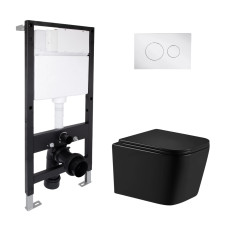 Готове рішення Qtap для ванної кімнати: підвісний унітаз Crow Ultra Quiet 485x340x290 + комплект інсталяції Standard (кругла клавіша Chrome)
