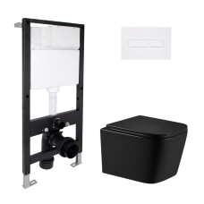 Готове рішення Qtap для ванної кімнати: підвісний унітаз Crow Ultra Quiet 485x340x290 + комплект інсталяції Standard (лінійна клавіша White)