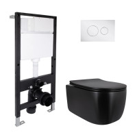 Готове рішення Qtap для ванної кімнати: підвісний унітаз Taurus Ultra Quiet 515x360x350 + комплект інсталяції Standard (кругла клавіша Chrome)