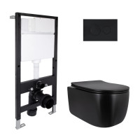 Готове рішення Qtap для ванної кімнати: підвісний унітаз Taurus Ultra Quiet 515x360x350 + комплект інсталяції Standard (кругла клавіша Black)