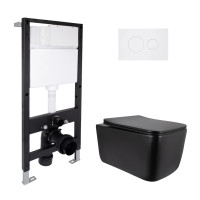 Готове рішення Qtap для ванної кімнати: підвісний унітаз Gemini Ultra Quiet 520x360x350 + комплект інсталяції Standard (кругла клавіша White)