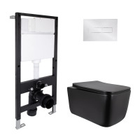 Готове рішення Qtap для ванної кімнати: підвісний унітаз Gemini Ultra Quiet 520x360x350 + комплект інсталяції Standard (лінійна клавіша Chrome)