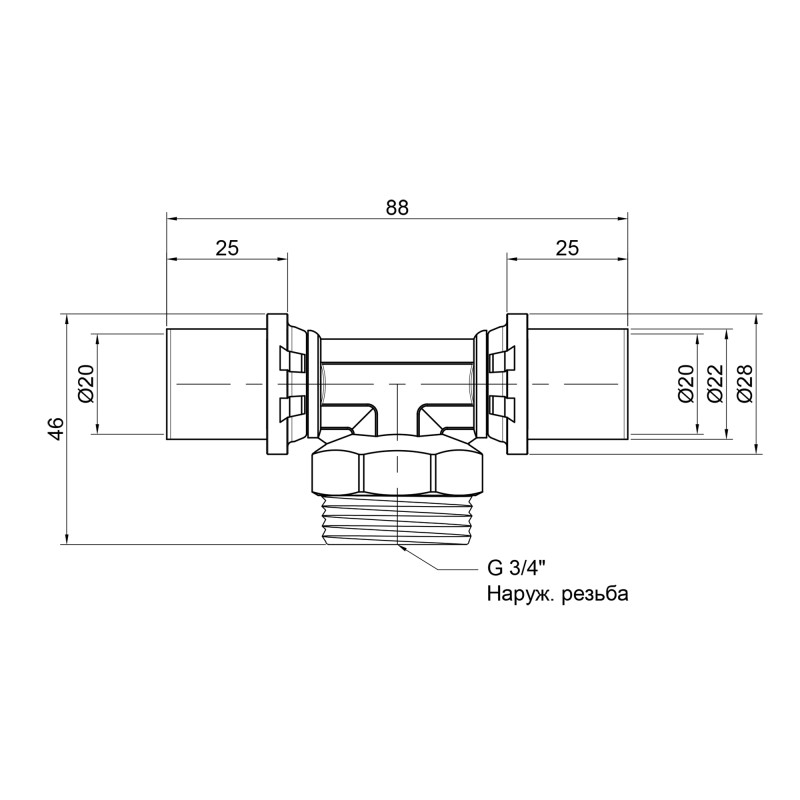 Трійник прес Icma 20х3/4