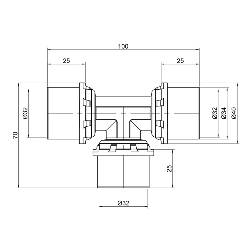 Трійник прес Icma 32х32х32 №406