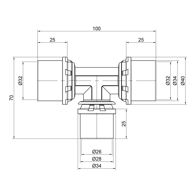 Трійник прес Icma 32х26х32 №406