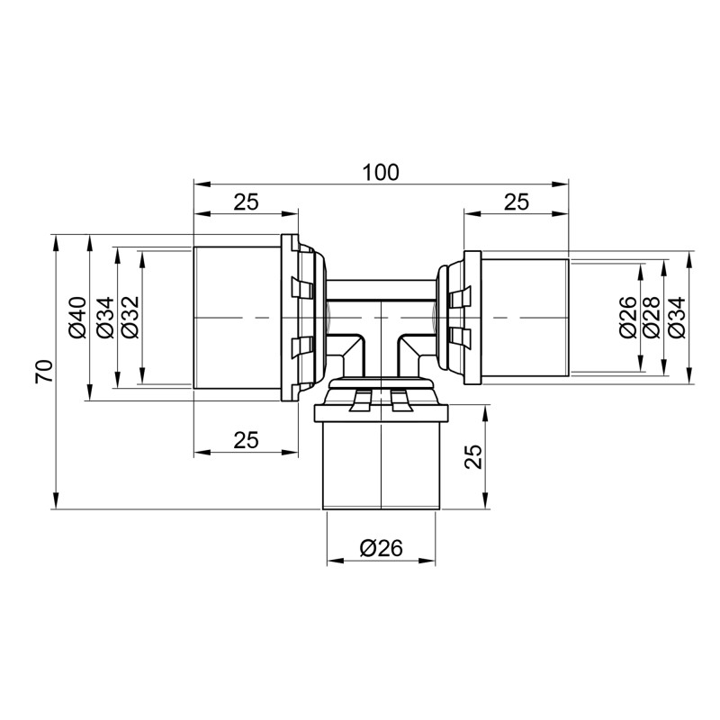 Трійник прес Icma 26х26х32 №406